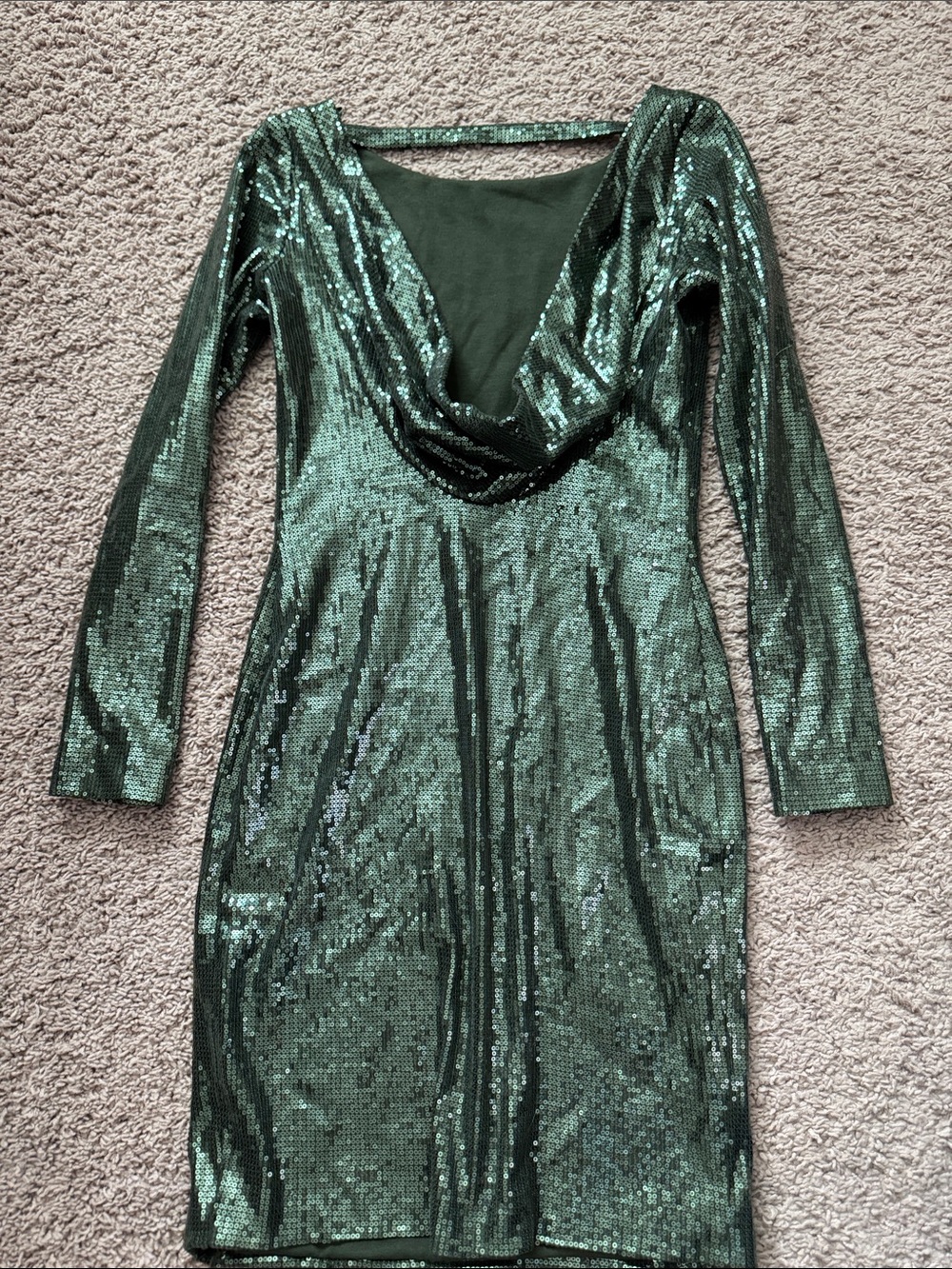 Jay Godfrey Emerald Sequin Long-Sleeve Bodycon Dress - Picture 4 of 4
